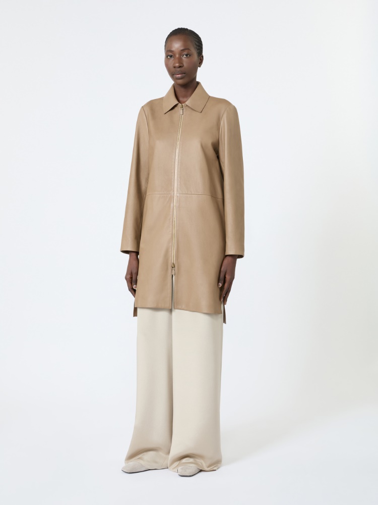 Nappa leather overcoat - STONE - 2