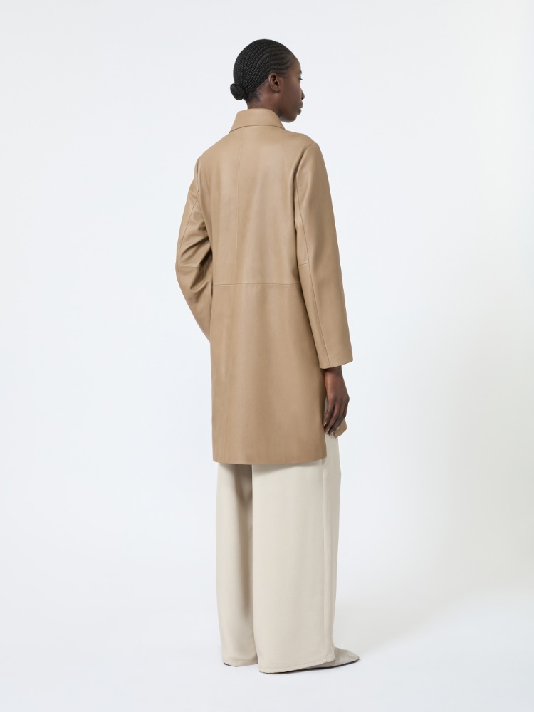 Nappa leather overcoat - STONE - 3