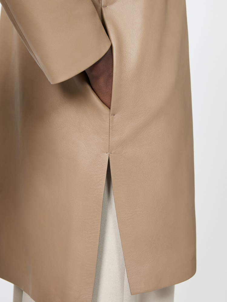Nappa leather overcoat - STONE - 4