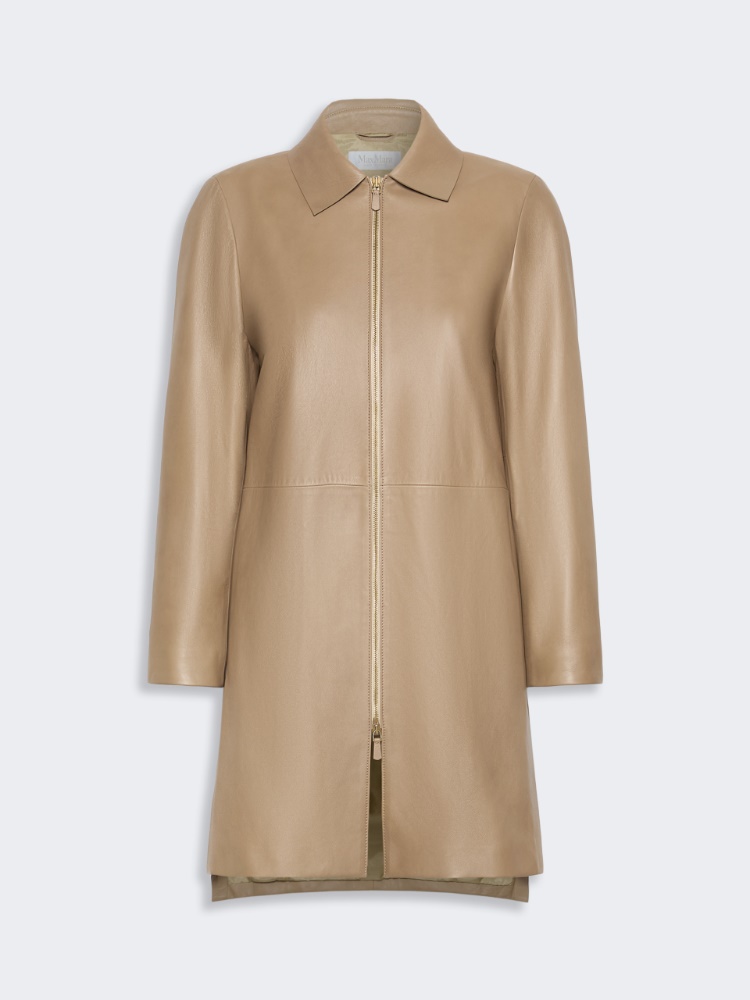 Nappa leather overcoat - STONE - 5