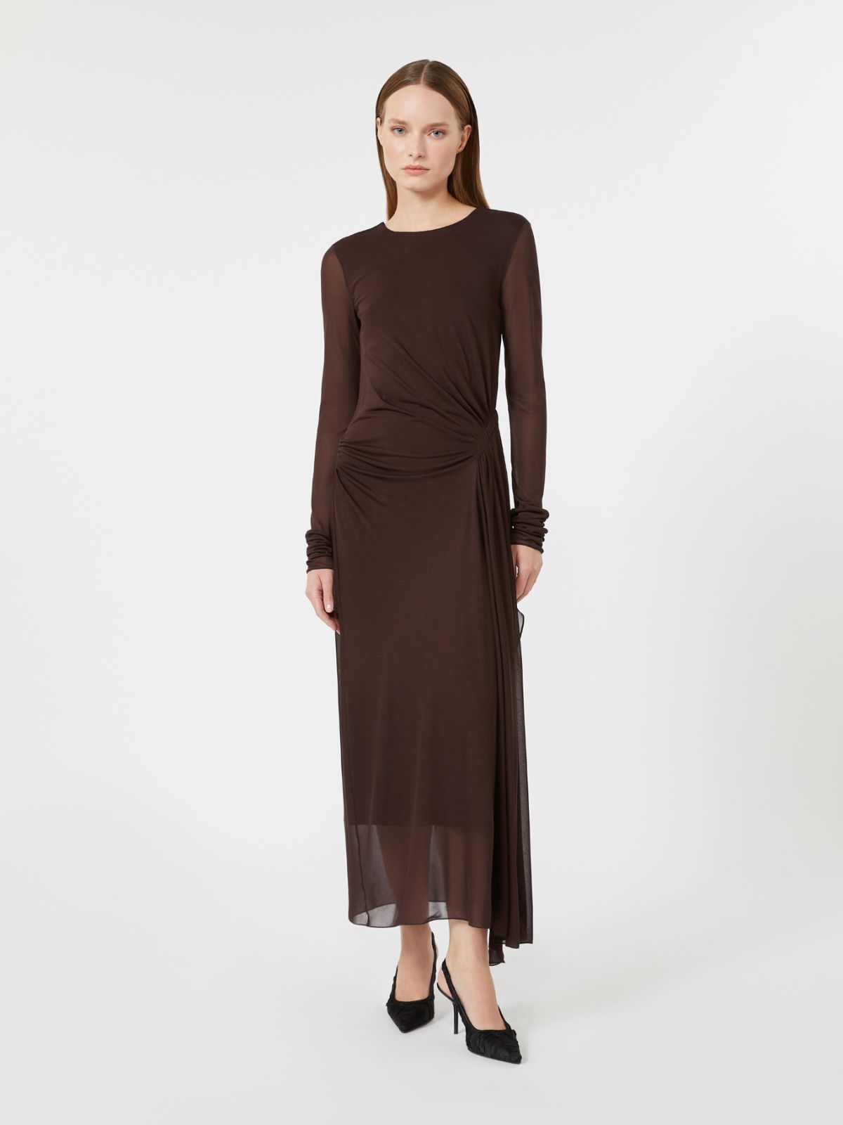 Viscose crepe jersey gauze dress - DARK BROWN - Max Mara - 2