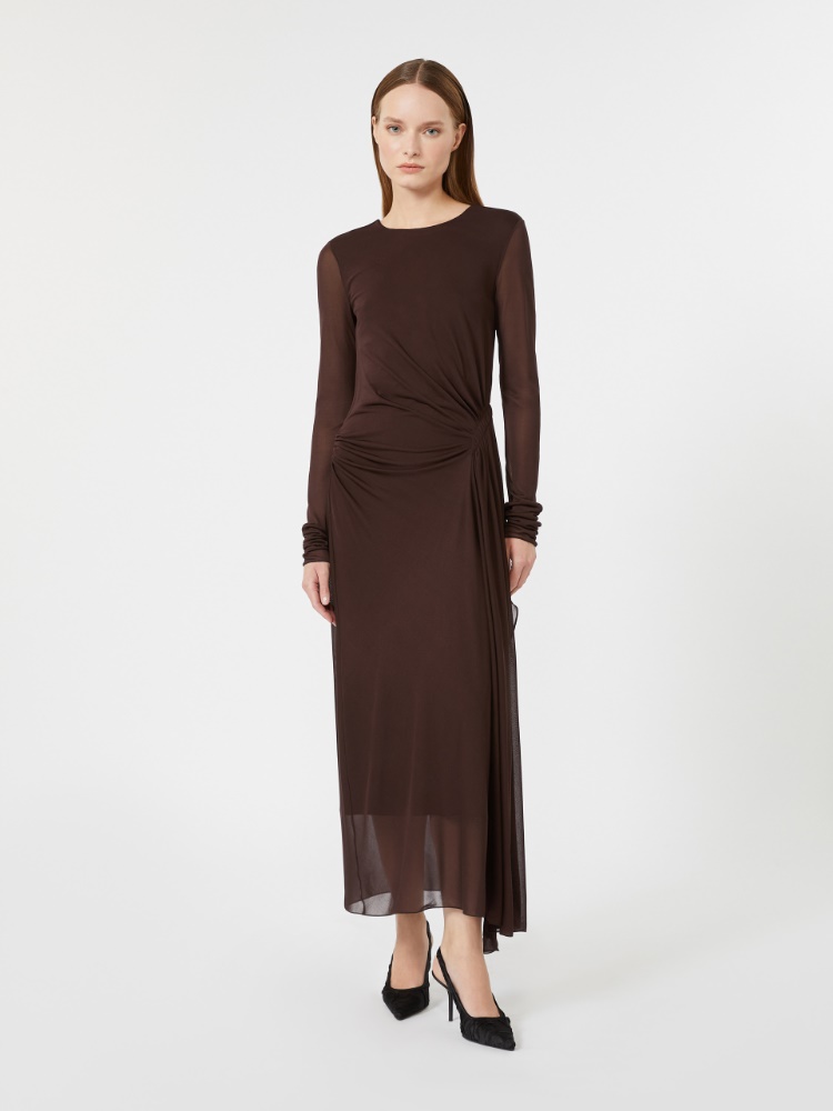 Viscose crepe jersey gauze dress - DARK BROWN - Max Mara - 2