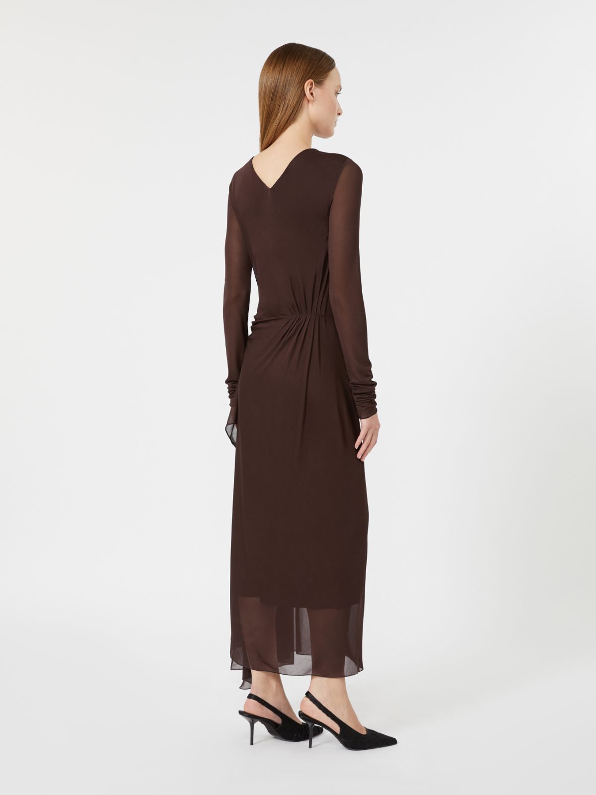 Viscose crepe jersey gauze dress - DARK BROWN - Max Mara - 3
