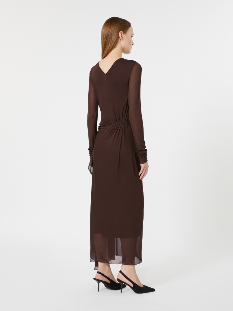 Viscose crepe jersey gauze dress - DARK BROWN - Max Mara - 3