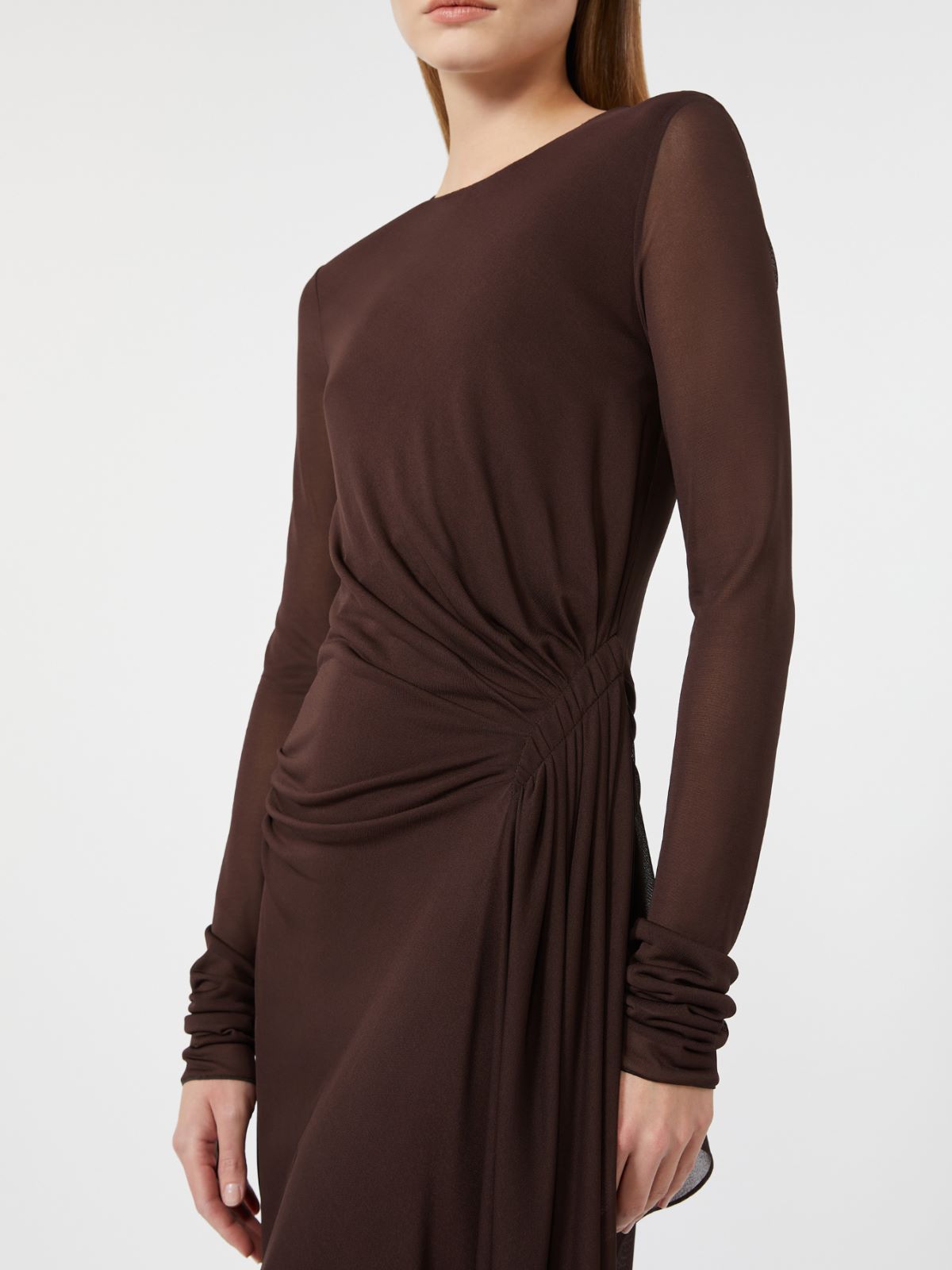 Viscose crepe jersey gauze dress - DARK BROWN - Max Mara - 4