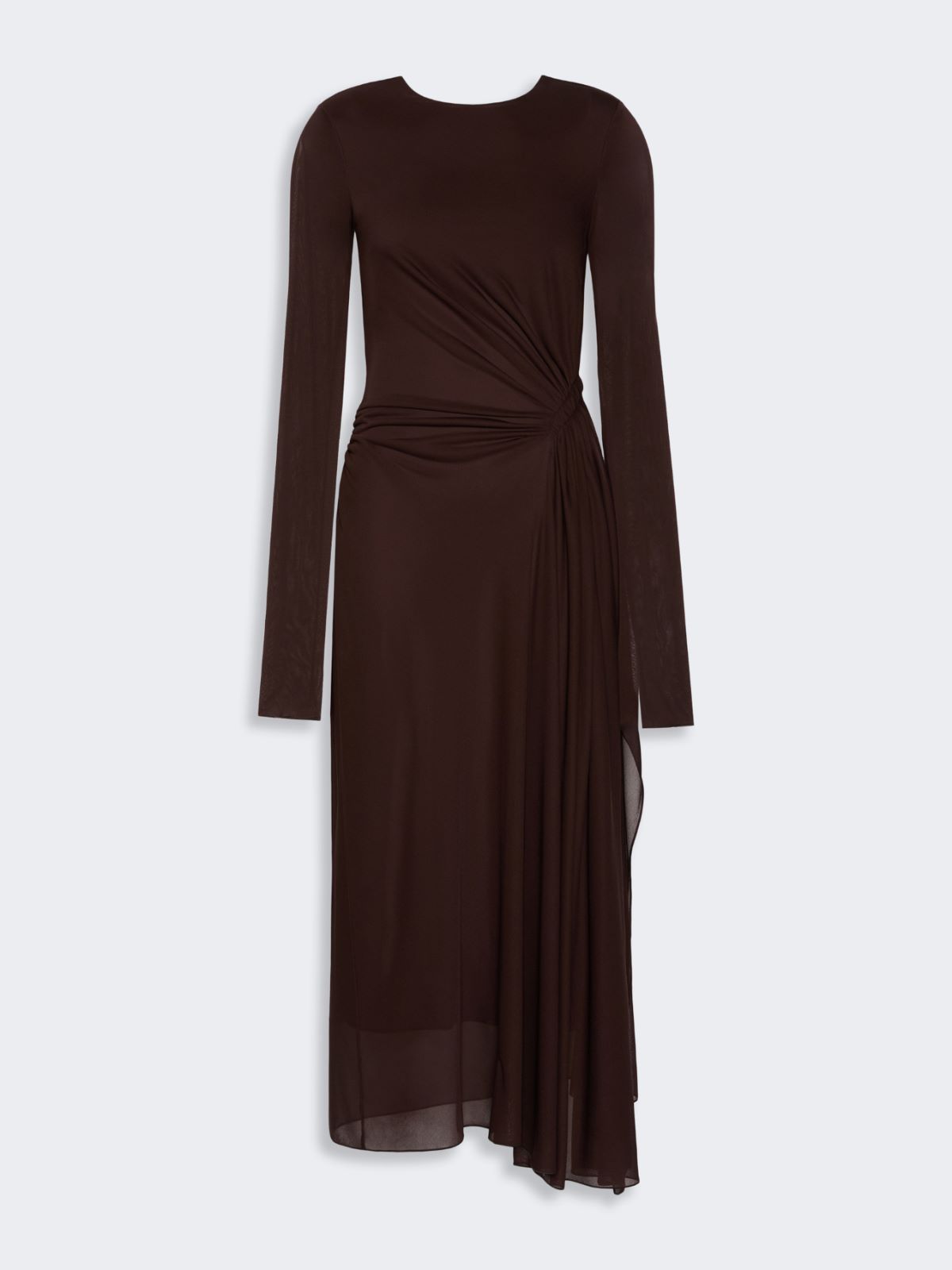 Viscose crepe jersey gauze dress - DARK BROWN - Max Mara - 5