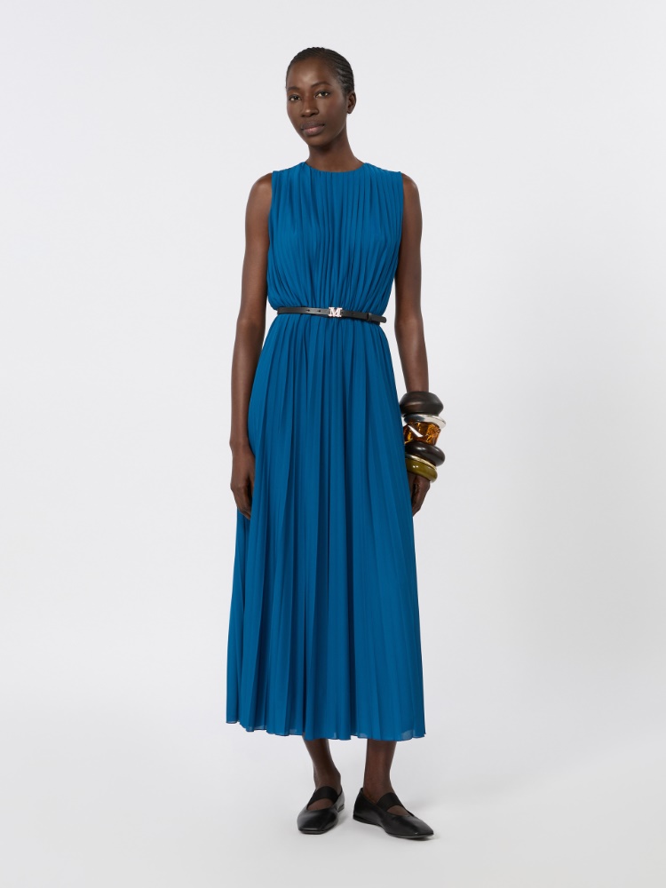 Pleated jersey dress - NAVY