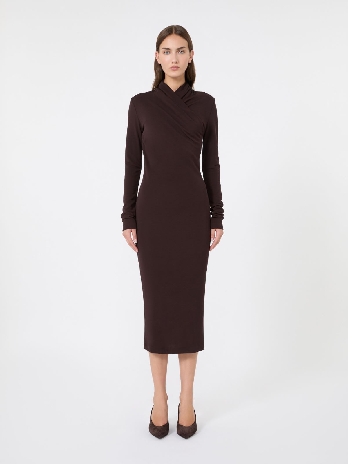 Slim fluid jersey dress - BRUN FONCE - Max Mara - 2