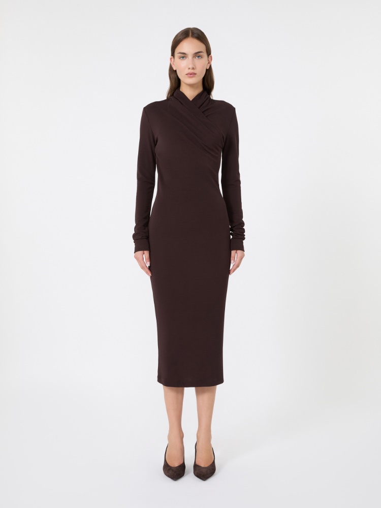 Slim fluid jersey dress - BRUN FONCE - Max Mara - 2