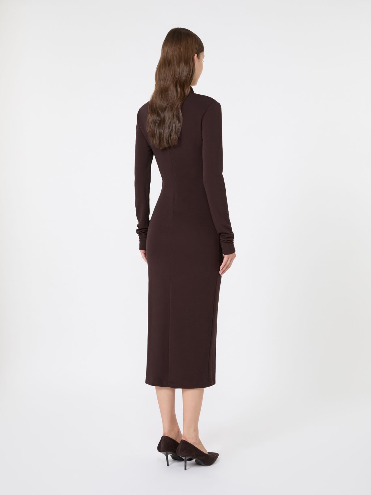 Slim fluid jersey dress - BRUN FONCE - Max Mara - 3