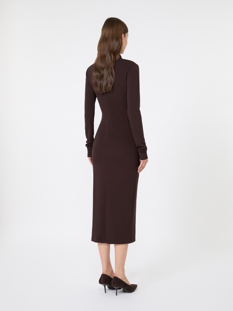 Slim fluid jersey dress - BRUN FONCE - Max Mara - 3