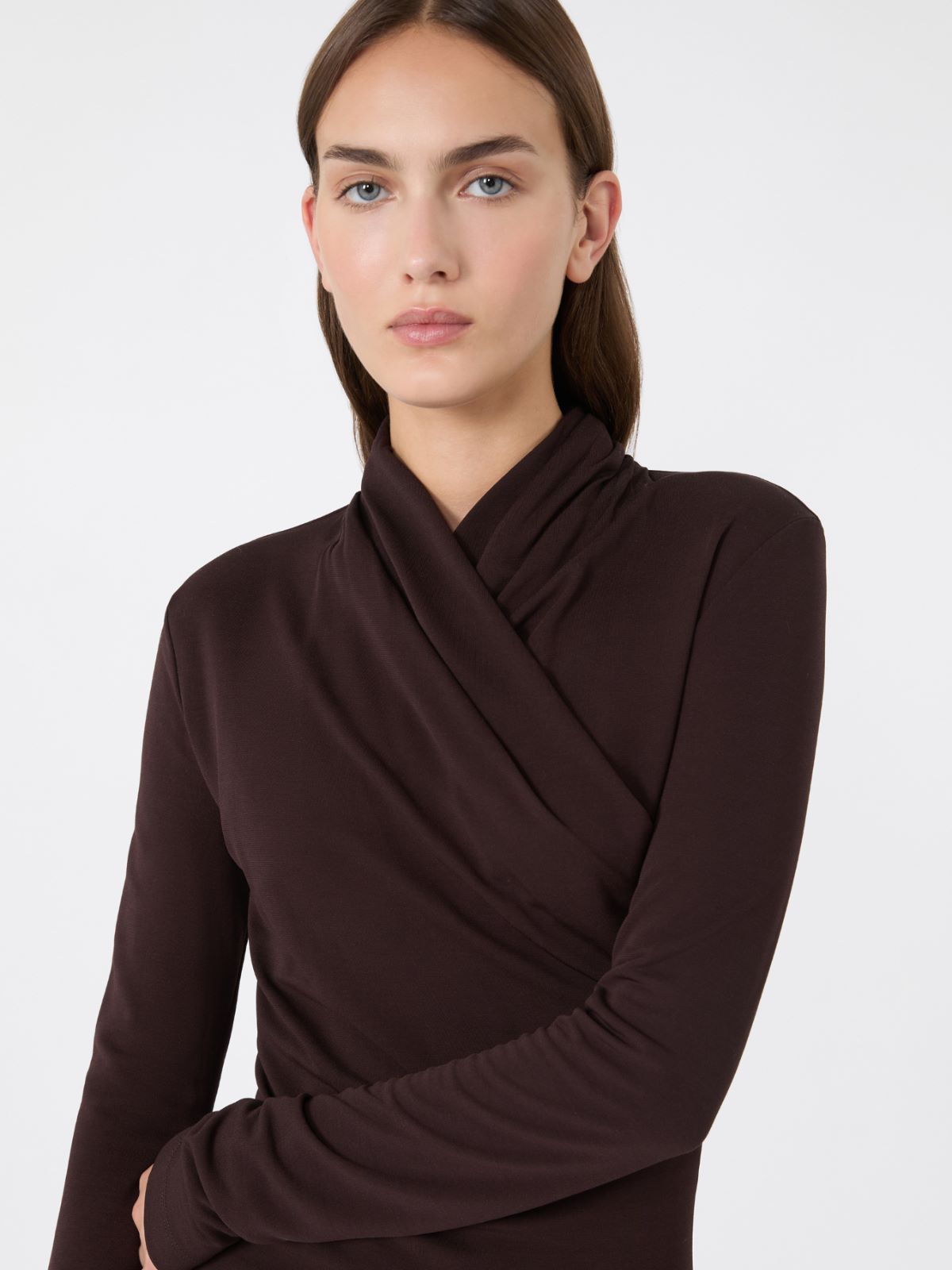 Slim fluid jersey dress - BRUN FONCE - Max Mara - 4