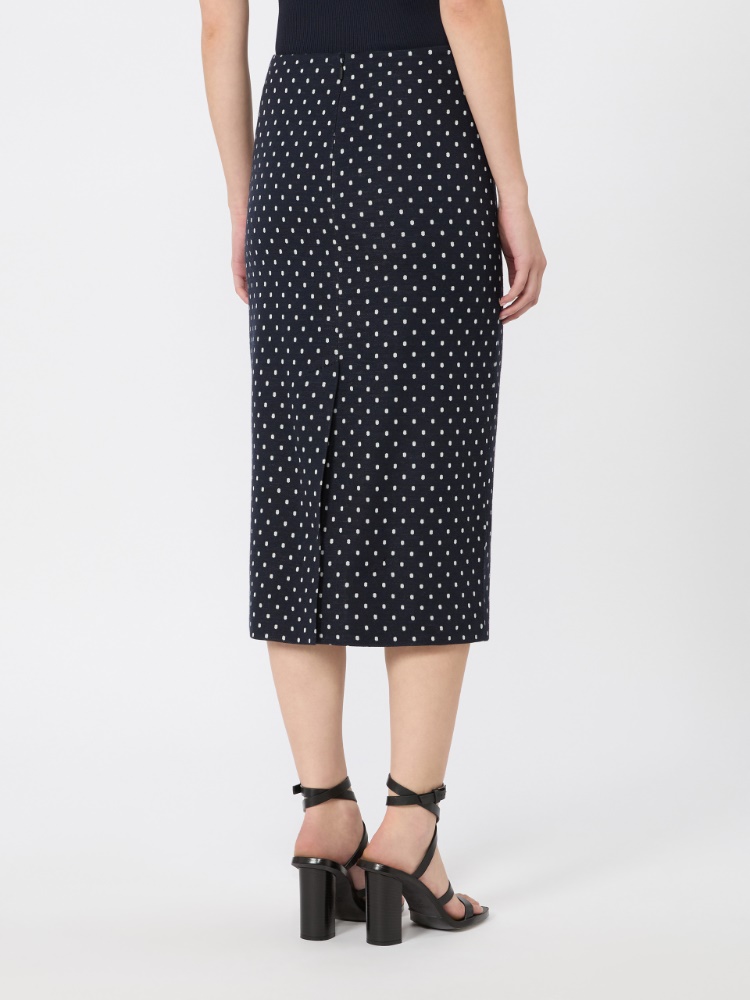 Jupe midi en jersey à pois - BLEU MARINE - 3