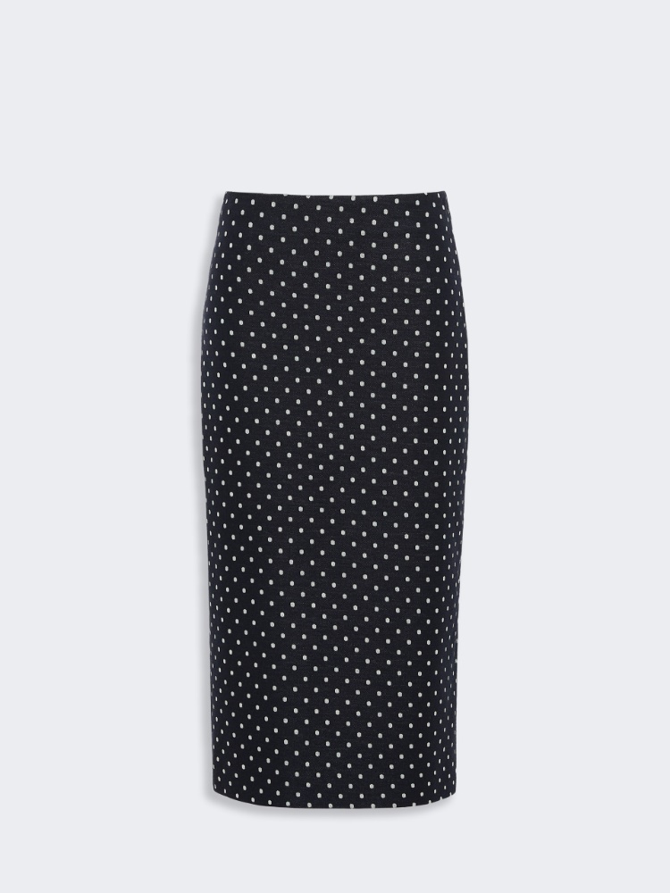 Jupe midi en jersey à pois - BLEU MARINE - 4