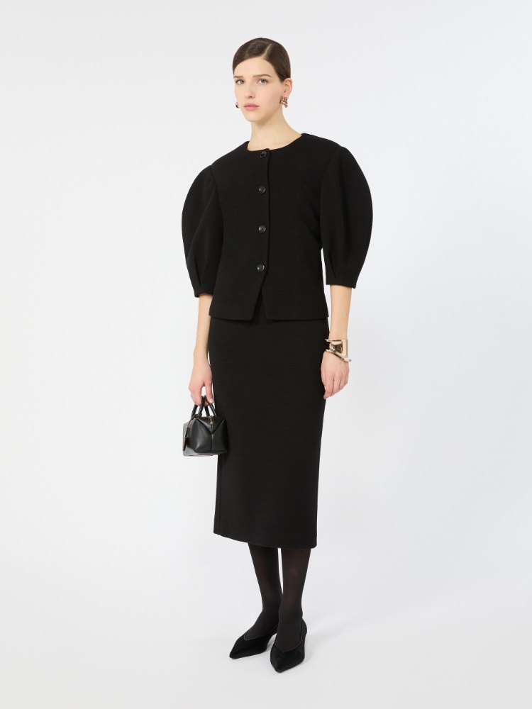 Gonna midi in jersey jacquard - NERO
