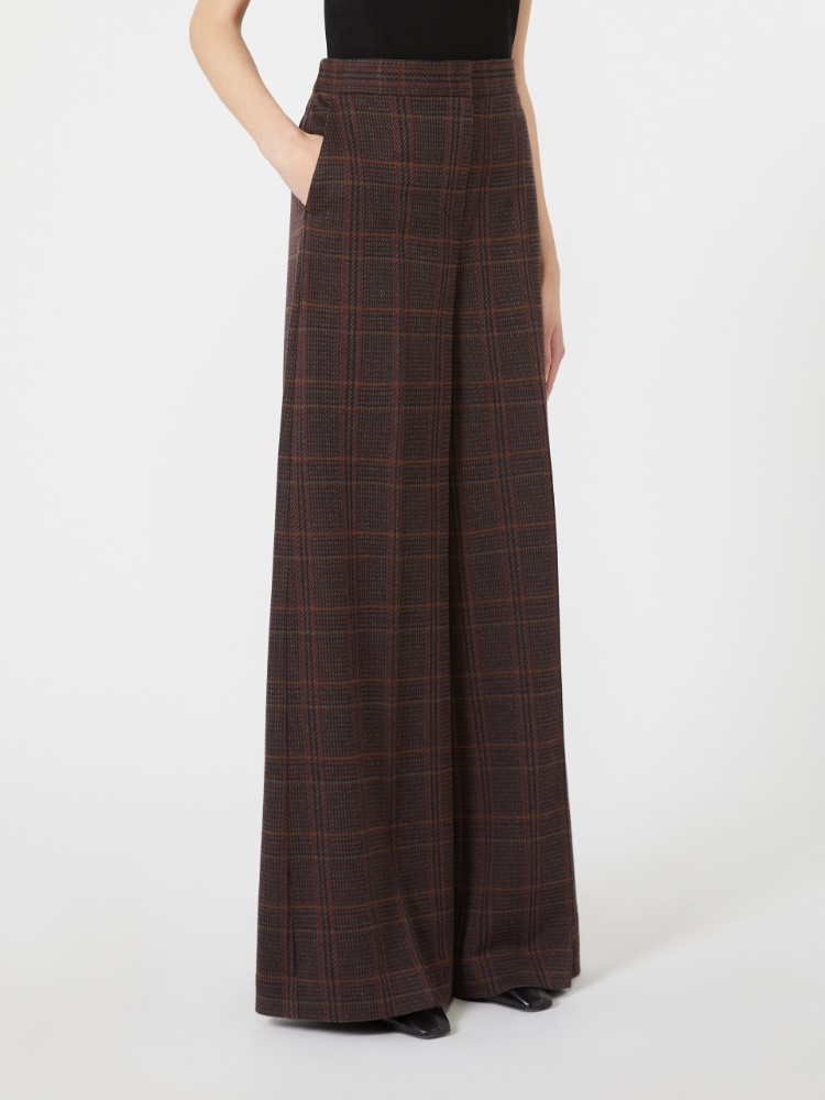Wide Glen plaid jersey trousers - BROWN BORDEAUX - Max Mara - 2