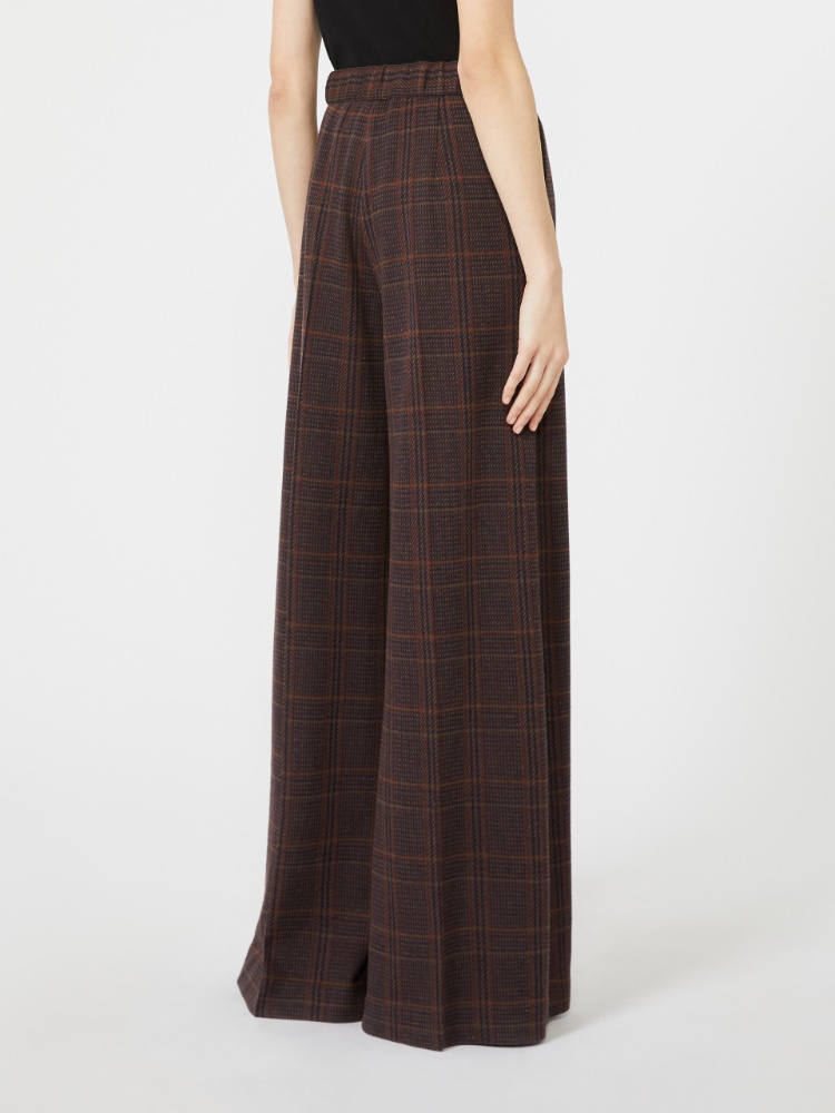 Wide Glen plaid jersey trousers - BROWN BORDEAUX - Max Mara - 3