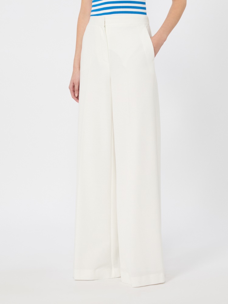 Piqué jersey wide-leg trousers - WHITE - 2