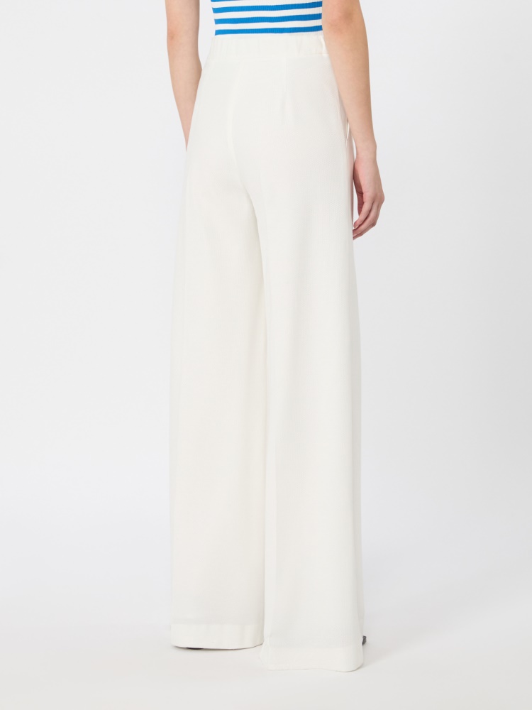Piqué jersey wide-leg trousers - WHITE - 3