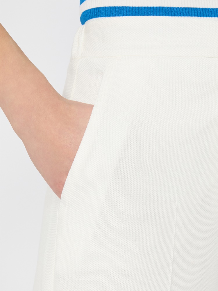 Piqué jersey wide-leg trousers - WHITE - 4