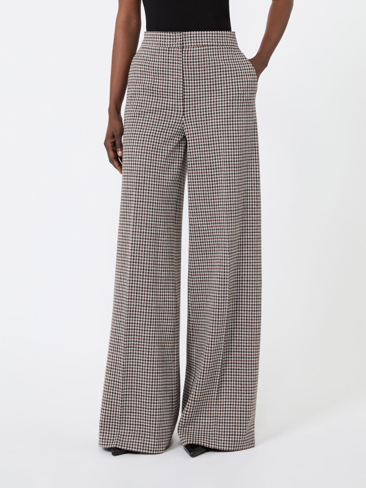 Wide houndstooth jersey trousers - TOBACCO - Max Mara - 2