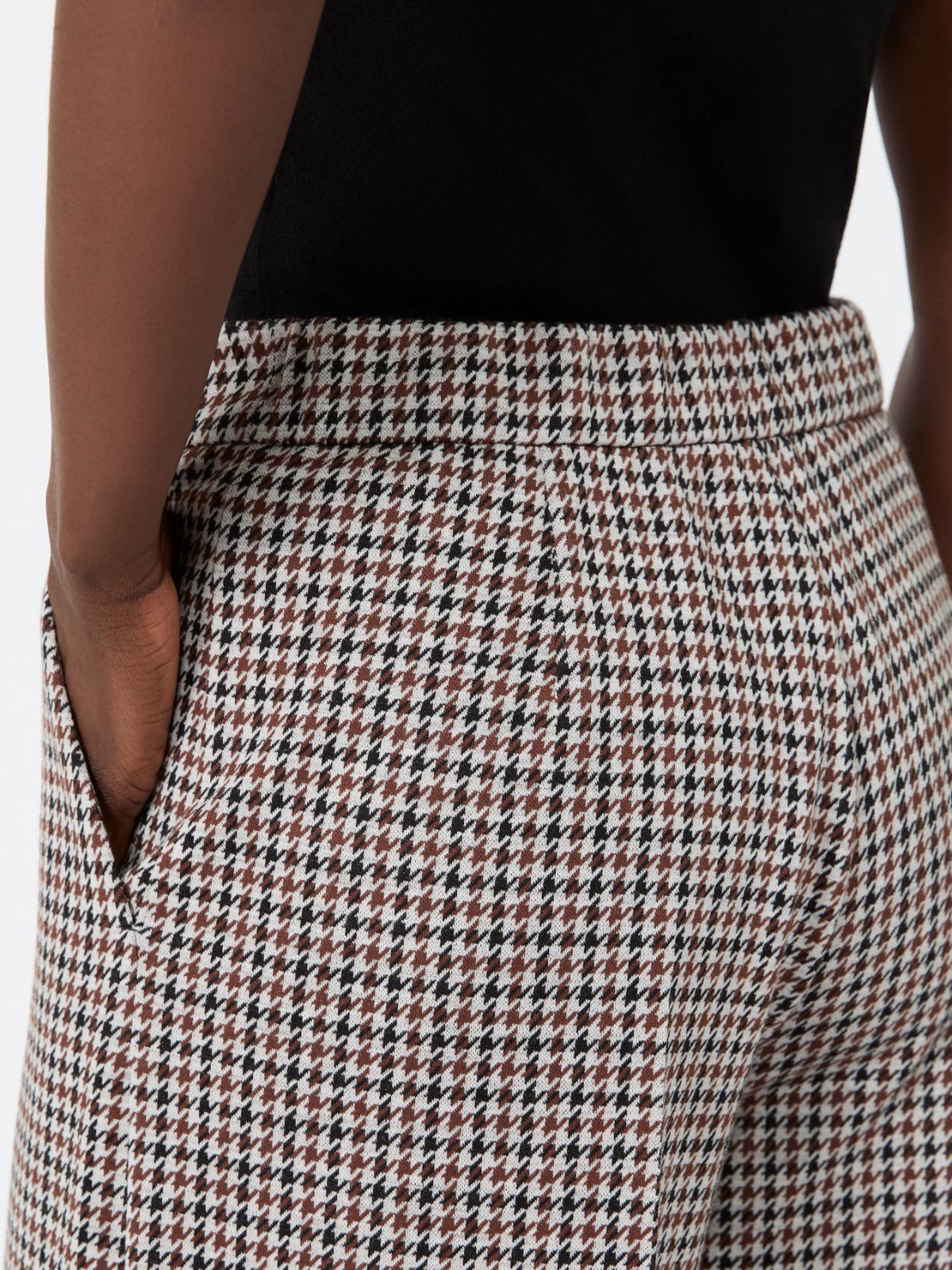 Wide houndstooth jersey trousers - TOBACCO - Max Mara - 4