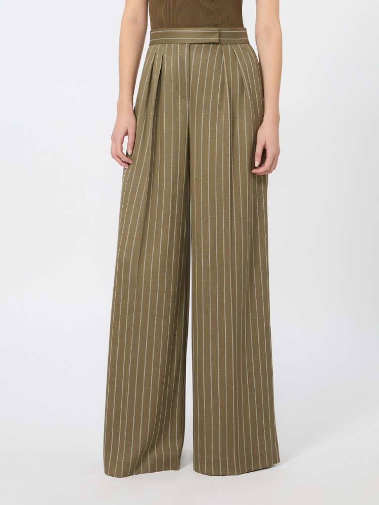 Pinstripe jersey trousers - KAKI - 2