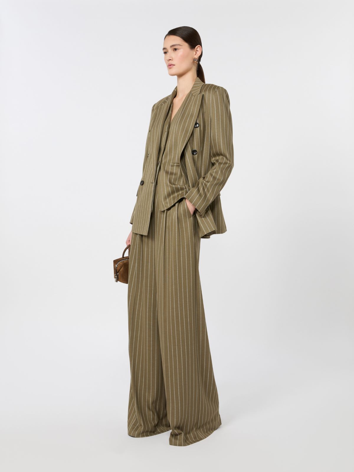 Pinstripe jersey trousers - KAKI