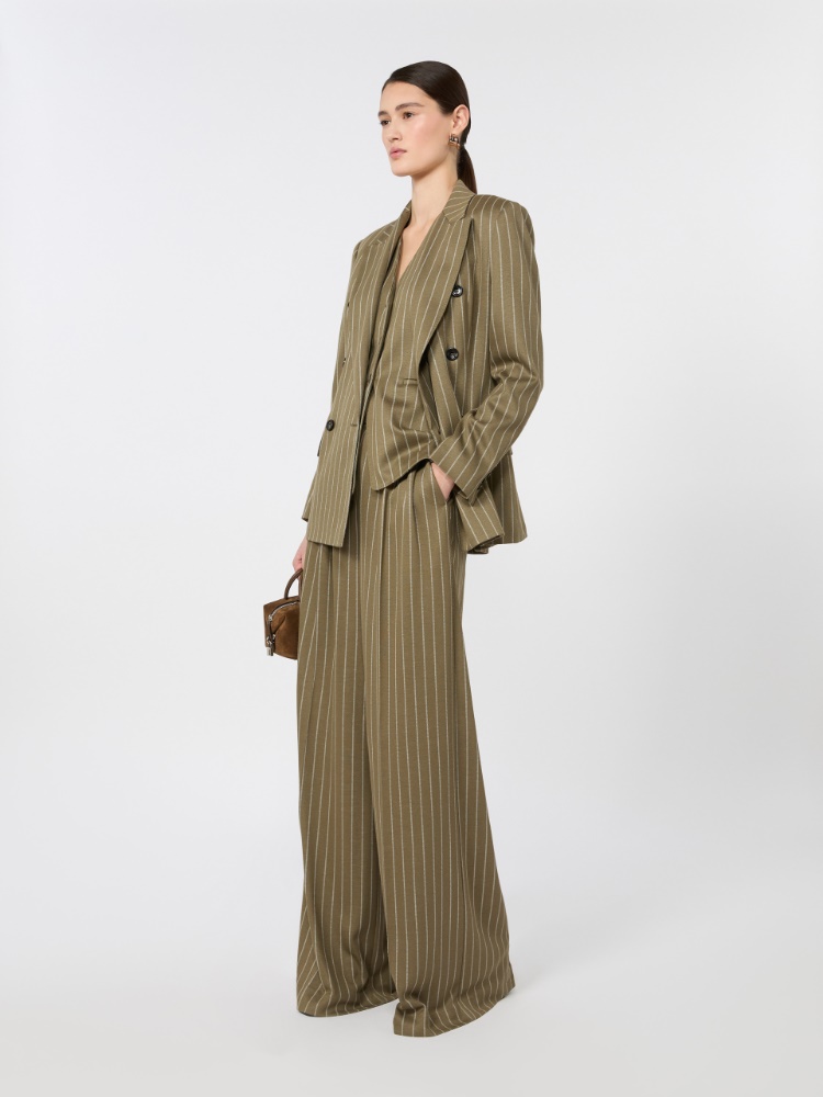 Pinstripe jersey trousers - KAKI