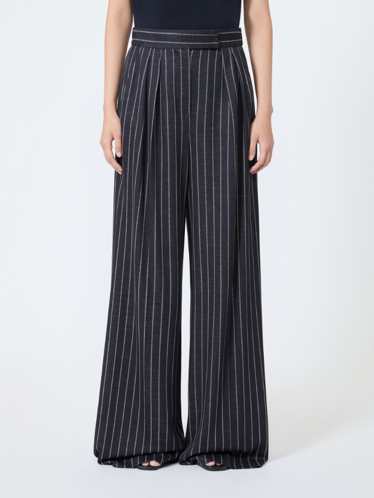 Pinstripe jersey trousers - ULTRAMARINE - 2
