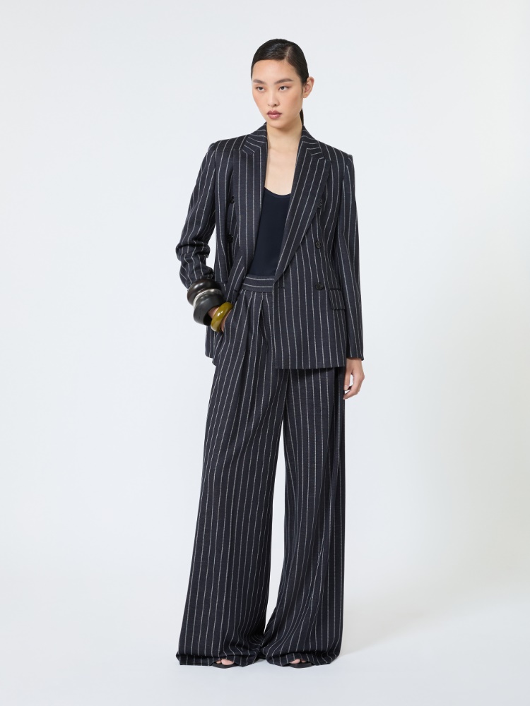 Pinstripe jersey trousers - ULTRAMARINE - 1