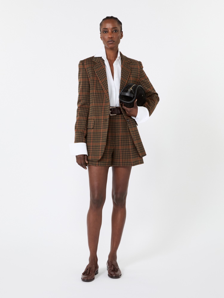 Glen plaid jersey shorts - TOBACCO