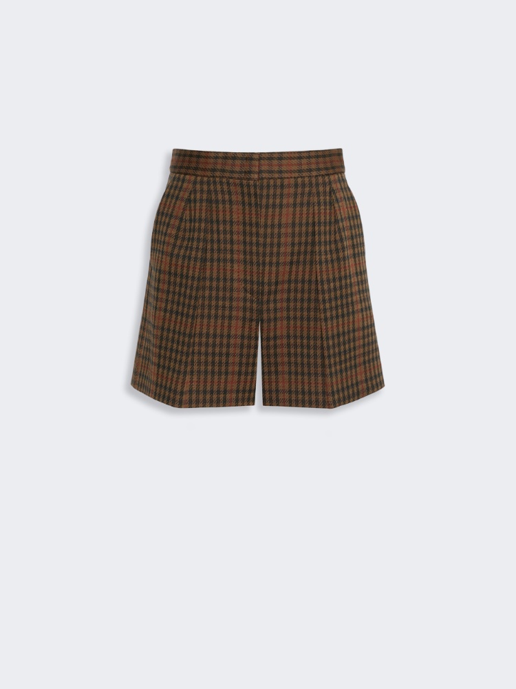 Glen plaid jersey shorts - TOBACCO