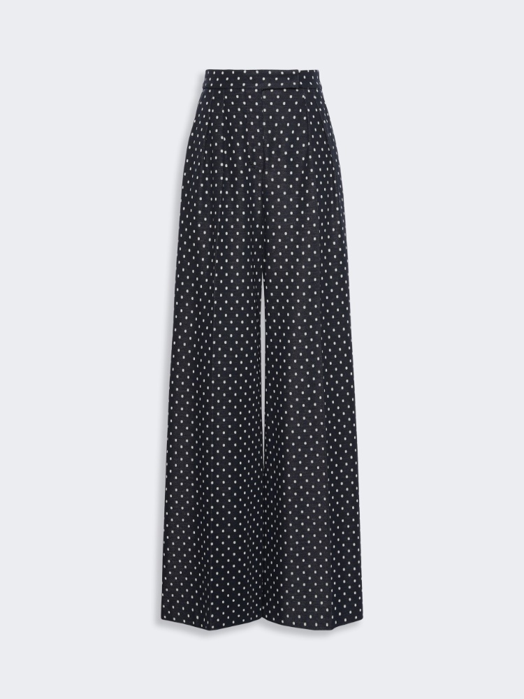 Polka dot viscose and wool trousers - ULTRAMARINE