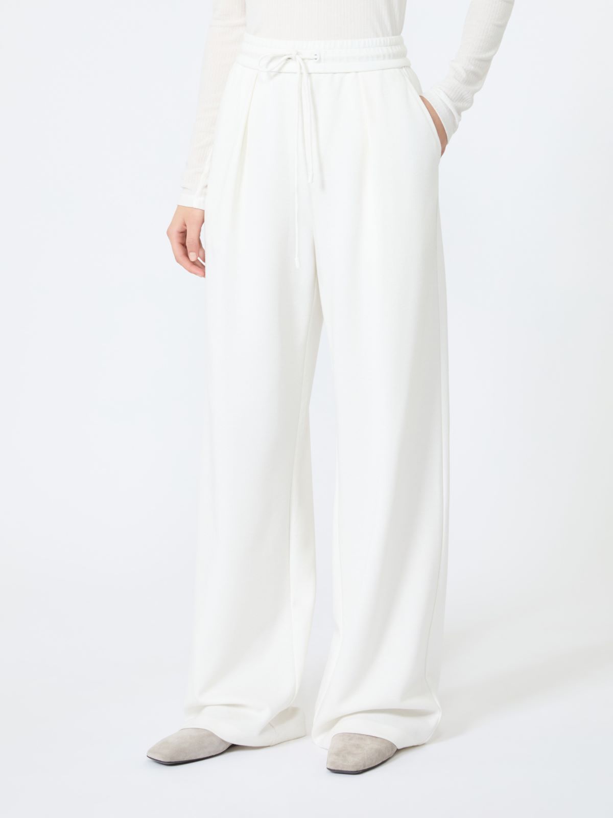 Jersey and cotton trousers - WHITE - Max Mara - 2