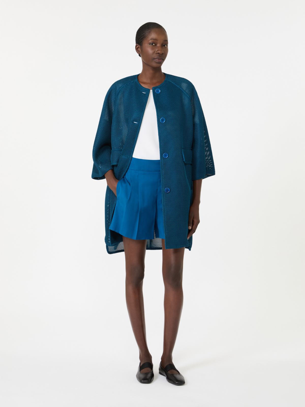 Mantel aus Funktions-Netz - BLAU