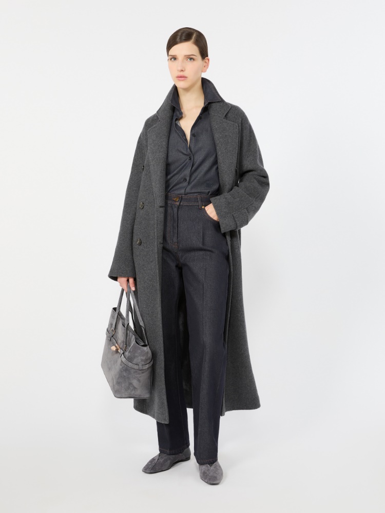 Oversized double jersey coat - DARK GREY