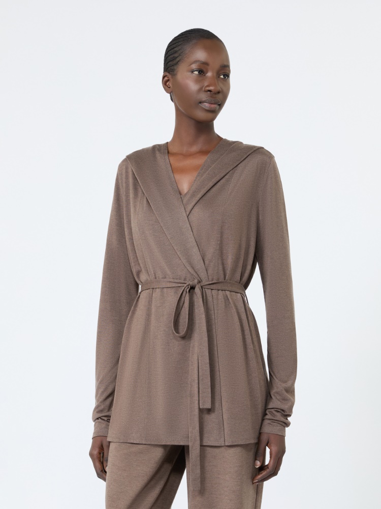 [ファルダ] シルク ブレンド ジャージー フーデッド カーディガン - MUD - Max Mara - 2