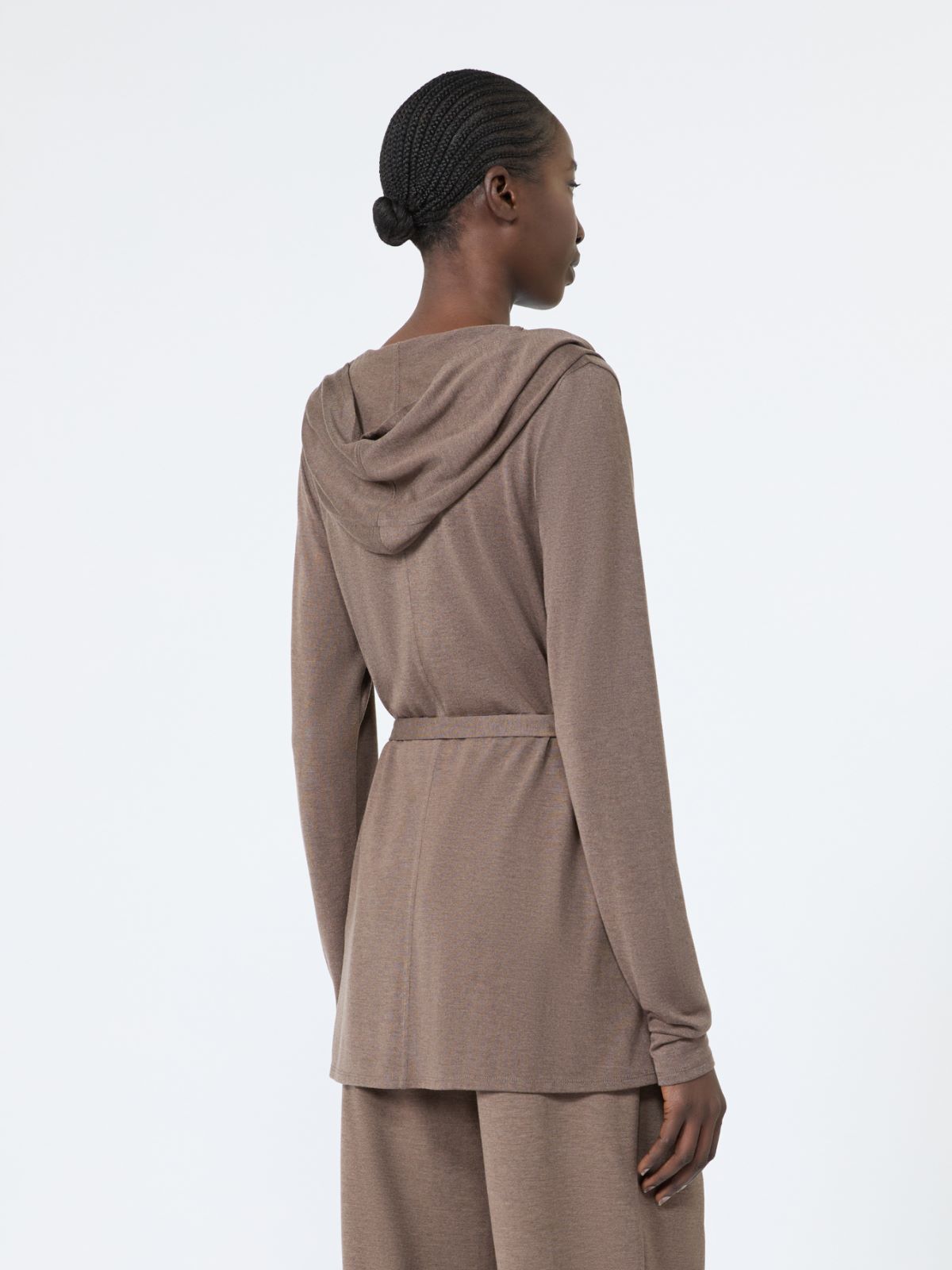 [ファルダ] シルク ブレンド ジャージー フーデッド カーディガン - MUD - Max Mara - 3