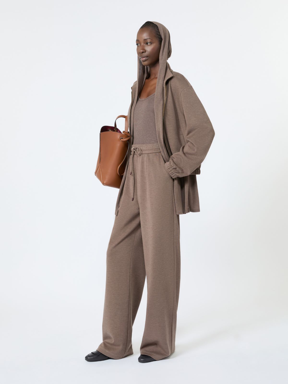 [ファルダ] シルク ブレンド ジャージー フーデッド カーディガン - MUD - Max Mara