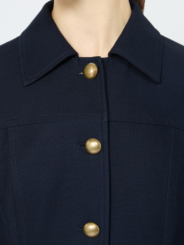 Slim-fit cotton jersey jacket - ULTRAMARINE - 4