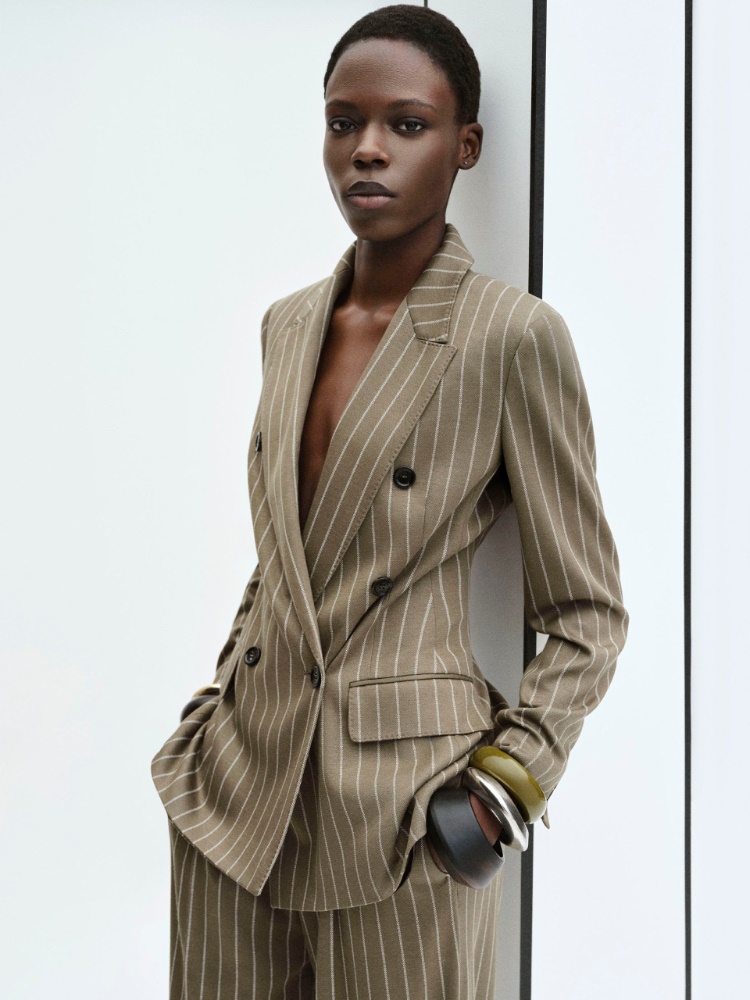Double-breasted pinstripe jersey blazer + KAKI - Max Mara