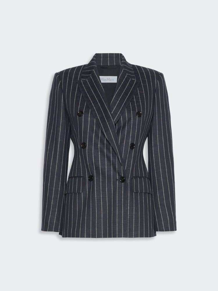 Double-breasted pinstripe jersey blazer - ULTRAMARINE