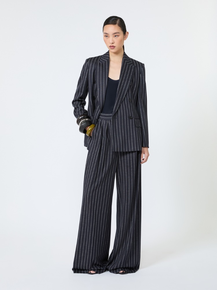 Double-breasted pinstripe jersey blazer - ULTRAMARINE - 1
