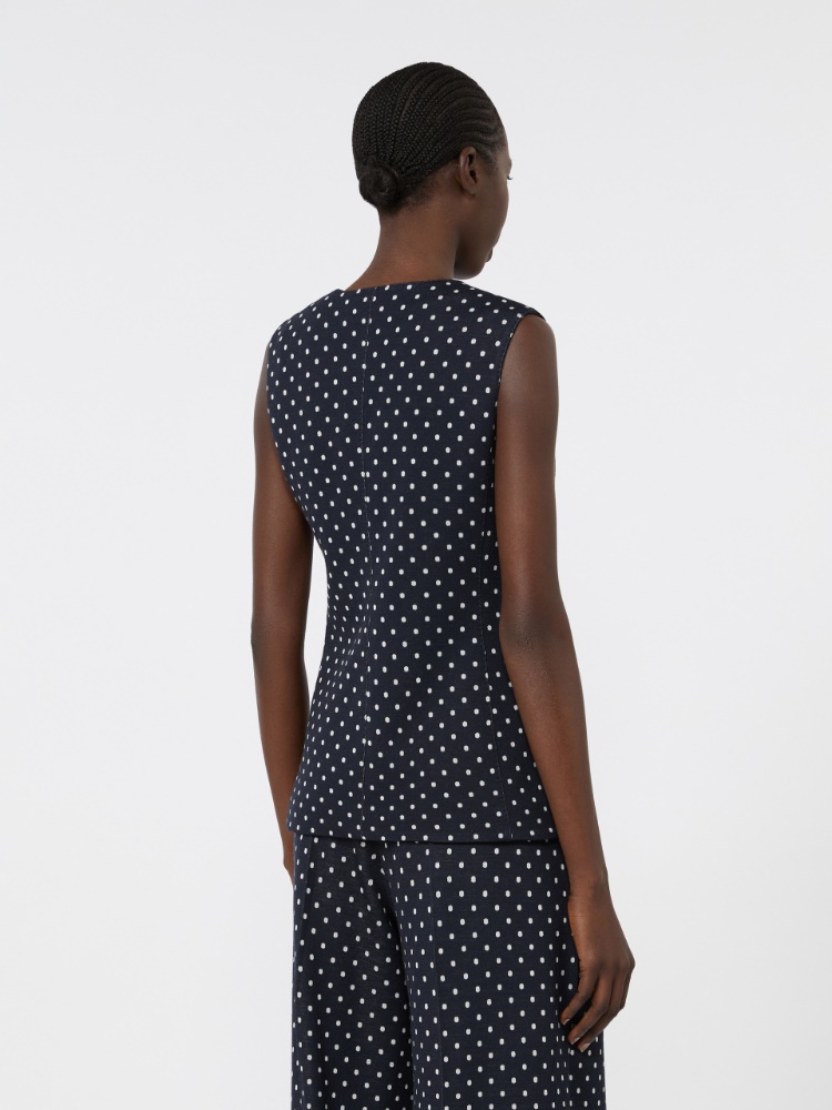 Polka dot wool and viscose jersey waistcoat - ULTRAMARINE - 3