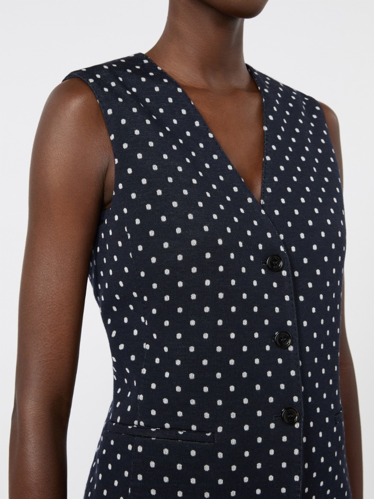 Polka dot wool and viscose jersey waistcoat - ULTRAMARINE - 4