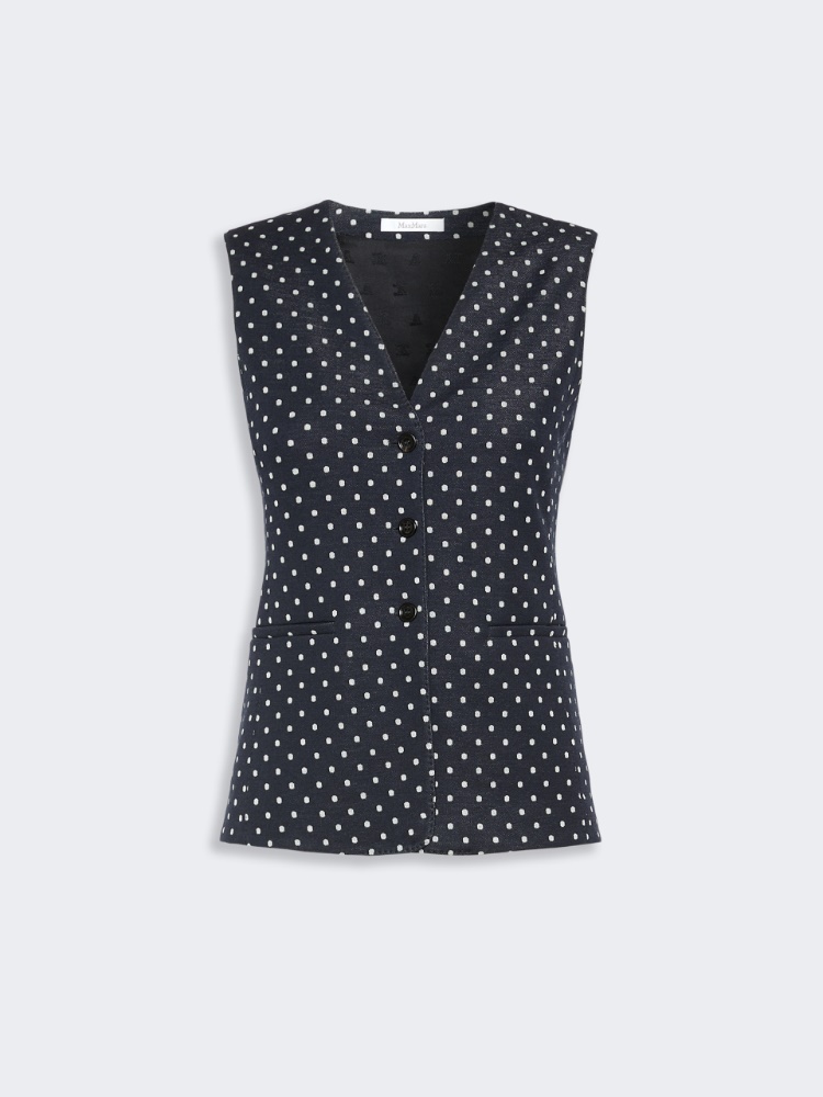 Polka dot wool and viscose jersey waistcoat - ULTRAMARINE