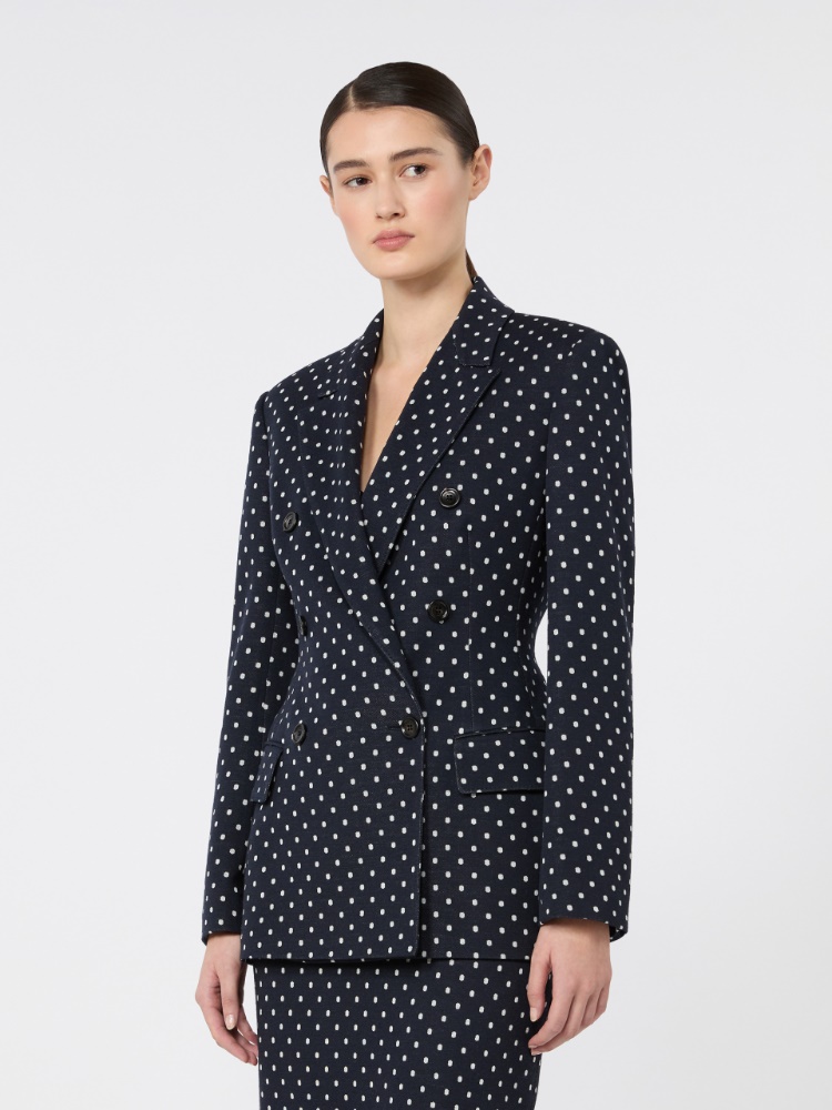 Double-breasted polka dot jersey blazer - ULTRAMARINE - 2