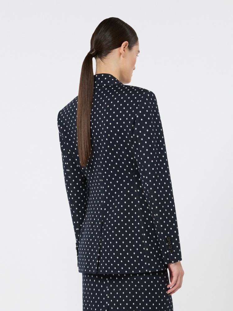 Double-breasted polka dot jersey blazer - ULTRAMARINE - 3