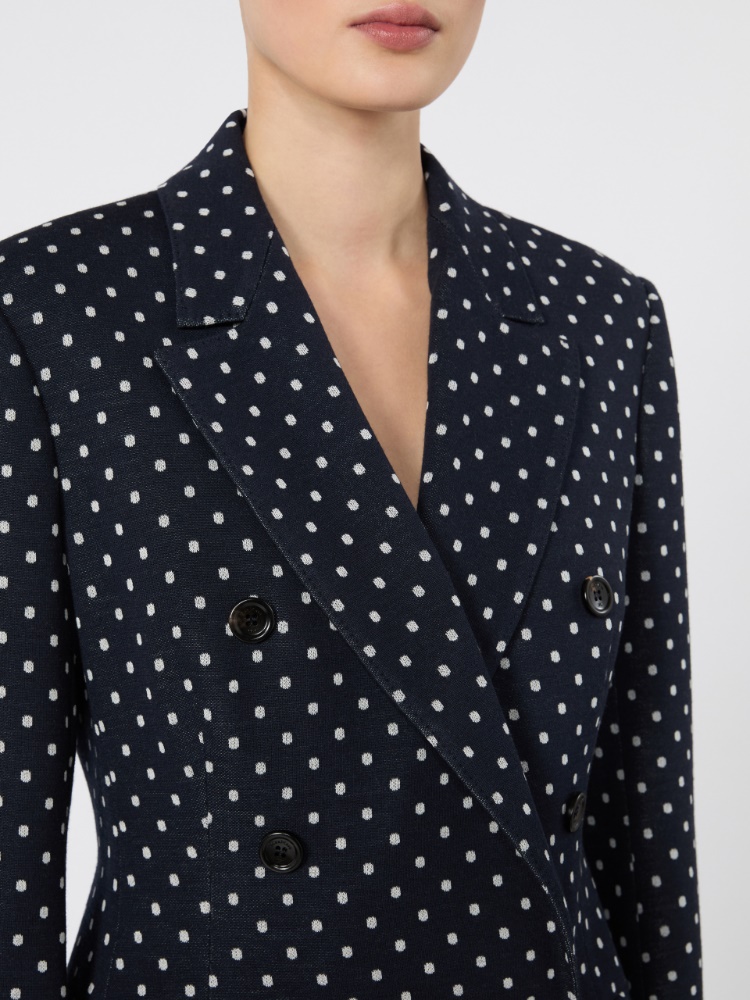 Double-breasted polka dot jersey blazer - ULTRAMARINE - 4